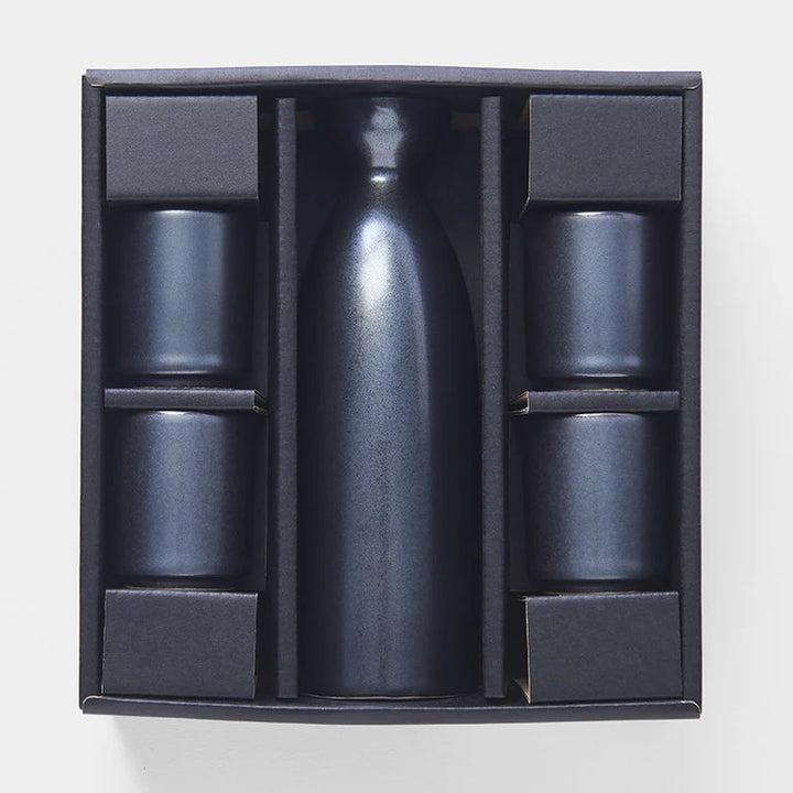 Sake Container Metal Sake Set 250ml / Gun Metal Glaze / Rw0027 – BEON