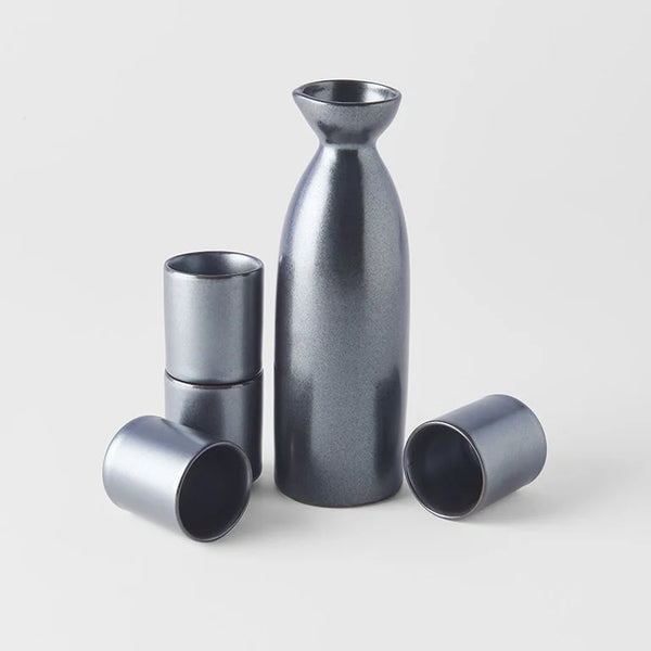 Sake Set 250ml / Gun Metal Glaze / Rw0027