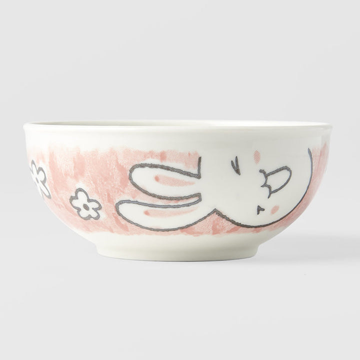 Shallow Red Rabbit Bowl Shallow Bowl 16cm / Simple Rabbit Design
