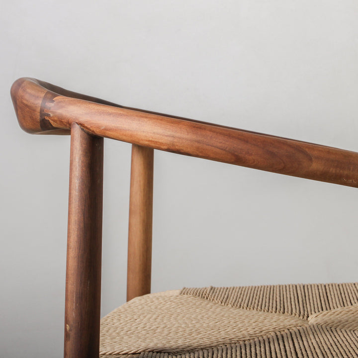 Essence Dining Chair Paper Rope/Walnut close-up of walnut wood frame and paper rope seat texture