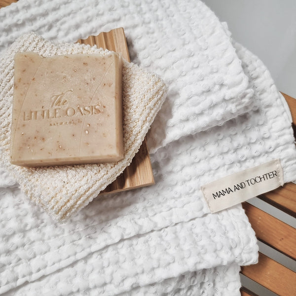 100% Organic Cotton Rustic Waffle Face Cloth - White