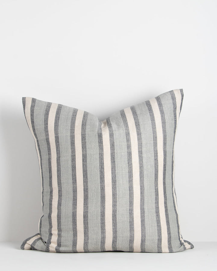 Brighton Cushion Create a timeless and inviting aesthetic with the simplicity of our Brighton cushion. Handwoven in a blend of natural fibres, tones of ash, slate, and ivory come together in a contemporary take on a classic stripe design. Australian Stock