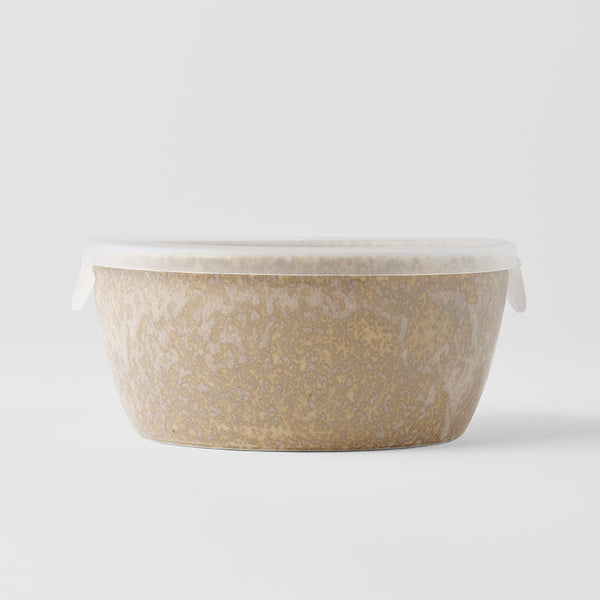 Bowl with Lid 13cm White Fade Glaze