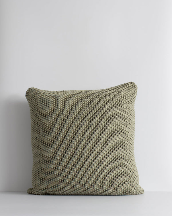 Devon Cushion Retreat into the comfort of this beautifully textured, organic cotton knit cushion. A classic and versatile accessory to any room, the soft texture and calming sage tone offers an unparalleled sense of warm, inviting style. Australian Stock