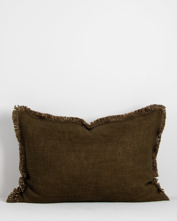 Dover Cushion Crafted from thick strands of yarn, the simple weave and soft, fringed edging adds an inviting touch of texture and colour to your space. Australian Stock Buy at beon.com.au