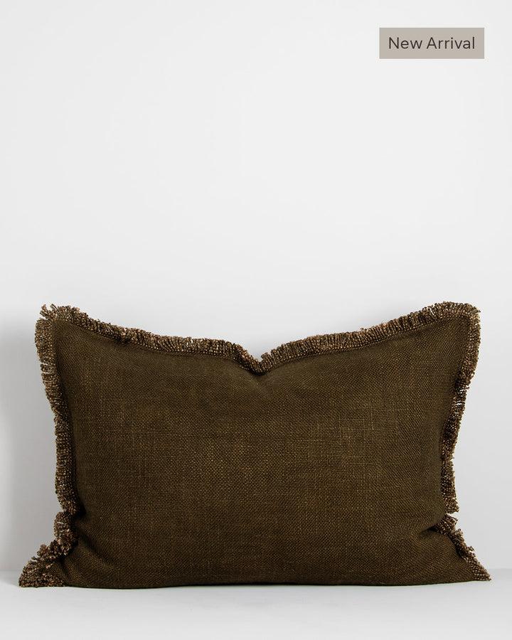 Dover Cushion Crafted from thick strands of yarn, the simple weave and soft, fringed edging adds an inviting touch of texture and colour to your space. Australian Stock Buy at beon.com.au