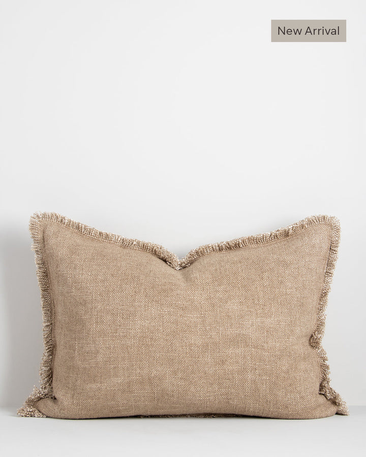 Dover Cushion Crafted from thick strands of yarn, the simple weave and soft, fringed edging adds an inviting touch of texture and colour to your space. Australian Stock Buy at beon.com.au