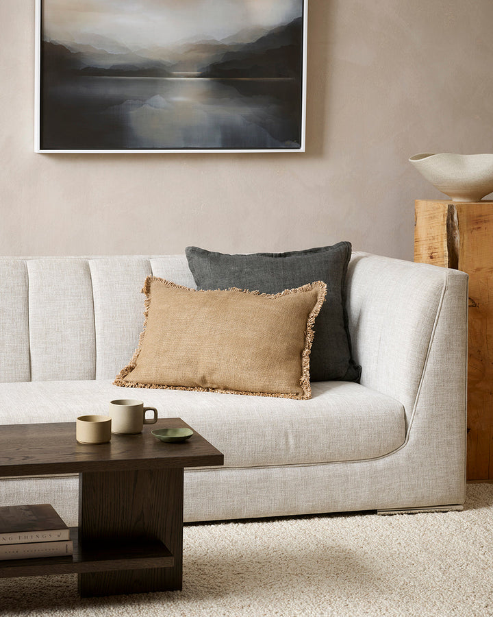 Dover Cushion Crafted from thick strands of yarn, the simple weave and soft, fringed edging adds an inviting touch of texture and colour to your space. Australian Stock Buy at beon.com.au