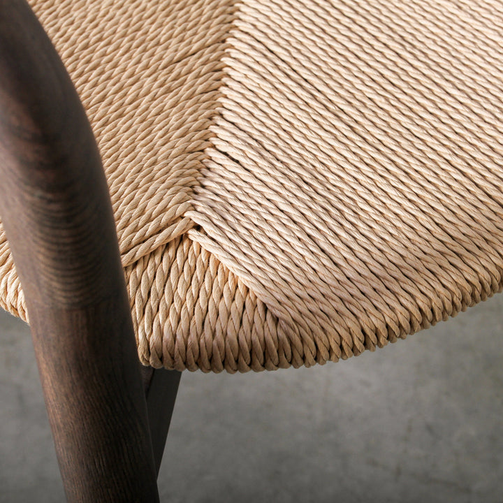 Essence Dining Chair Paper Rope/Smoke close-up of the intricately woven paper rope seat.