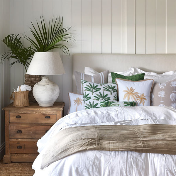 Royal Mirage Palms 30x50 100% Cotton. Embroidered. Lattice Edging.