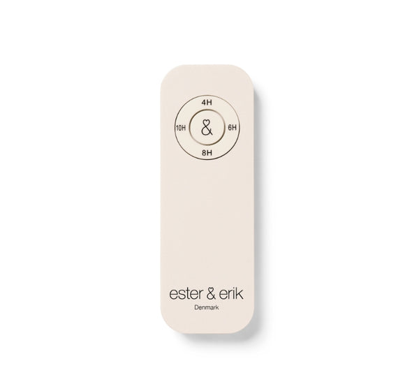 Ester & Erik LED remote control with timer settings for precise candle operation.
