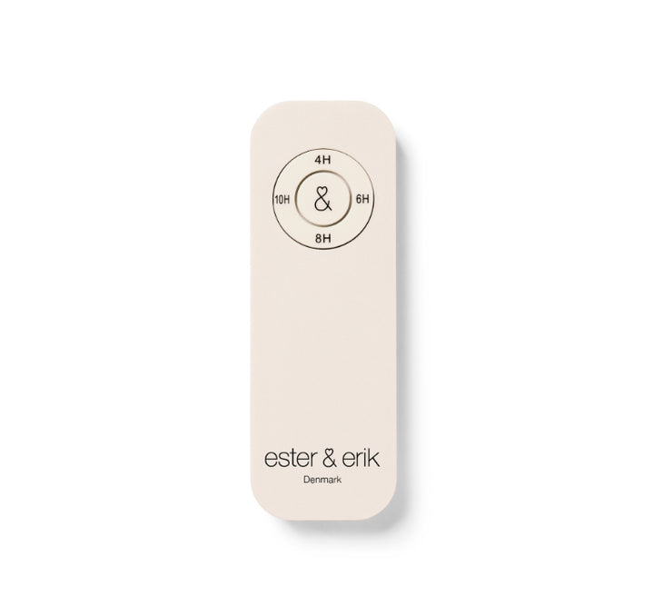 Ester & Erik LED remote control with timer settings for precise candle operation.