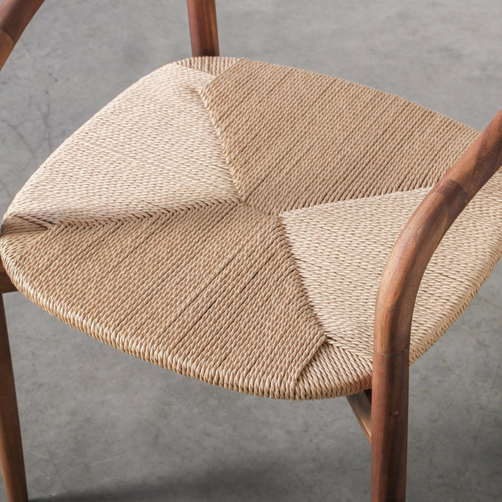 Essence Dining Chair Paper Rope/Walnut seat made from sustainable paper rope with a curved walnut frame.