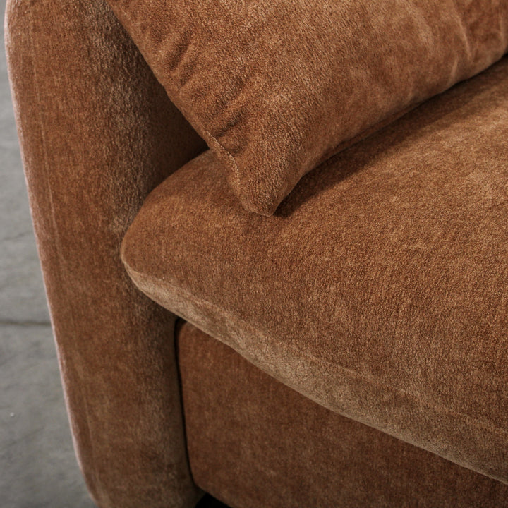 Alfie Single Seater Chai With soft lines and rich textures, our Alfie Single Seater in Chai Velvet is a gentle, sculptural piece designed to ground your space. As part of the Tender Forms collection, it embraces a cocoon-like silhouette, fold-over armrest
