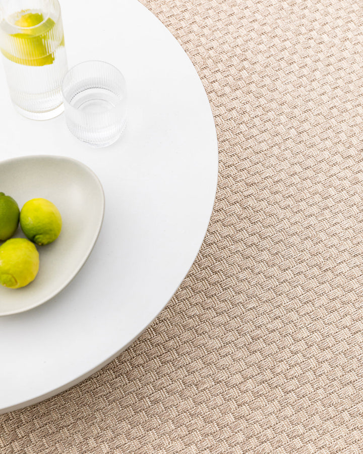 Flax Floor Rug The attractive basket-weave texture and golden tone of the Flax rug provides a great base for entertaining areas. The simple, textural design makes this piece easy to pair with flooring, furniture, and soft furnishings. Suitable for use in