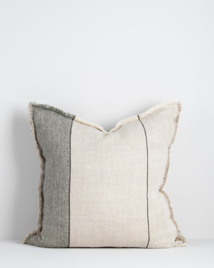 Frankton Cushion Country charm is given a contemporary twist with the raw fringing and understated texture of our Frankton cushion. Crafted from thick, textural linen, an asymmetric stripe design creates a modern take on this classic style. Australian Sto