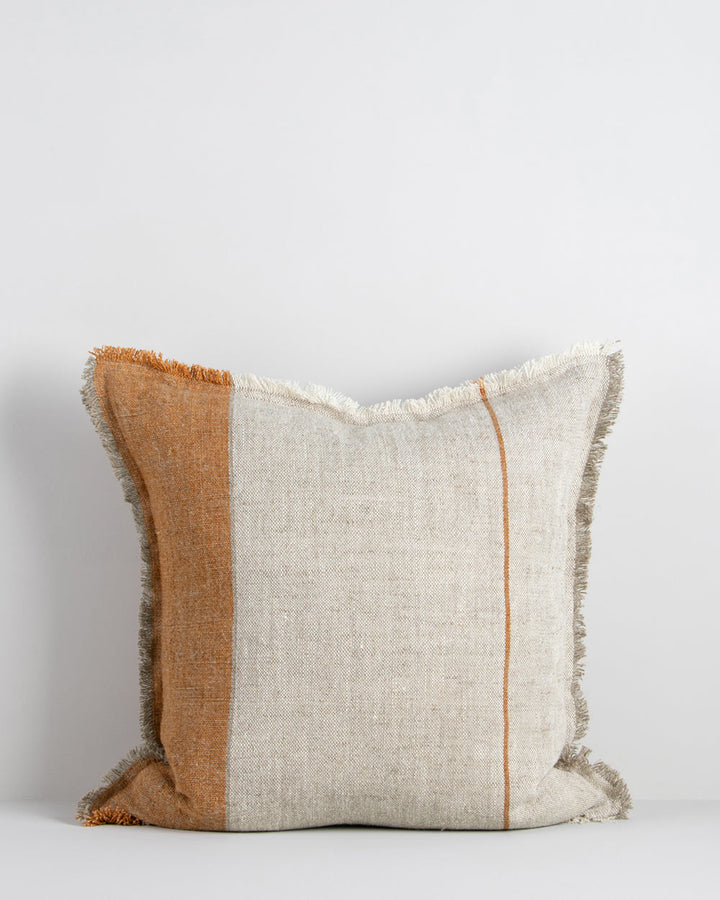 Frankton Cushion Country charm is given a contemporary twist with the raw fringing and understated texture of our Frankton cushion. Crafted from thick, textural linen, an asymmetric stripe design creates a modern take on this classic style. Australian Sto