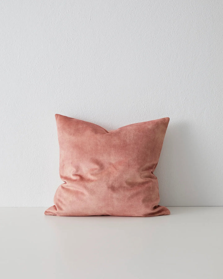 Ava Blossom Cushion - Luxurious Velvet Cushion Explore Ava Blossom, a stunning pink velvet cushion from the Weave range. Soft, stylish, and low maintenance with 20 color options.