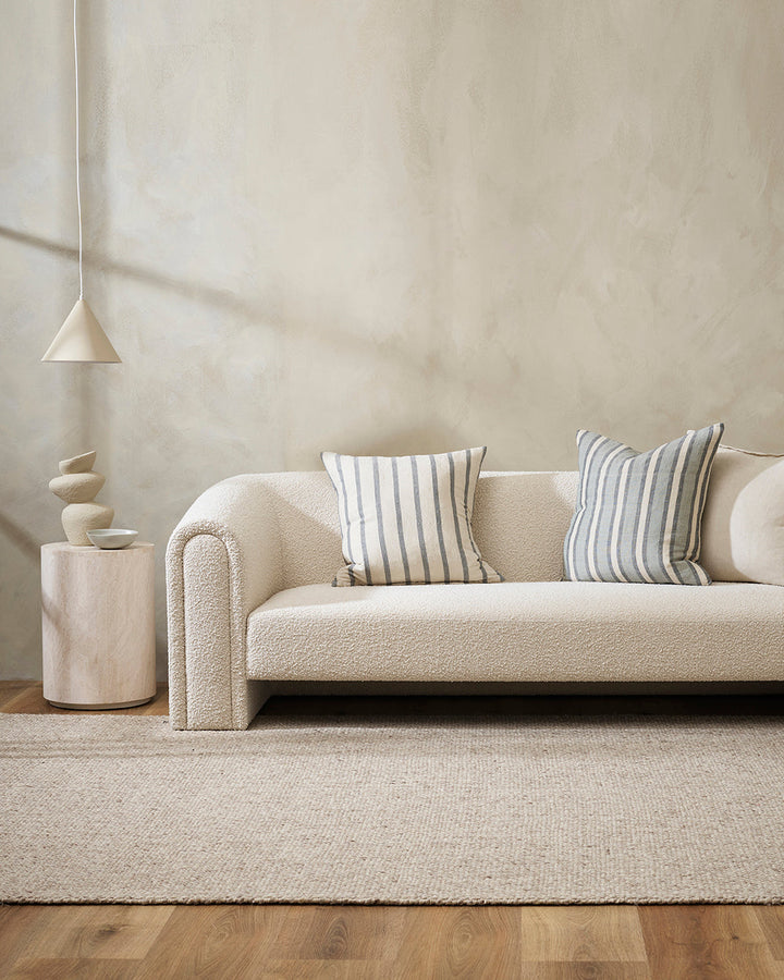 Hampton Cushion Conjure feelings of a simpler lifestyle with the understated, timeless aesthetic of our Hampton cushion. Handwoven from a blend of natural fibres, the casual stripe design is perfect for styling a pared-back, thoughtfully crafted space. Au