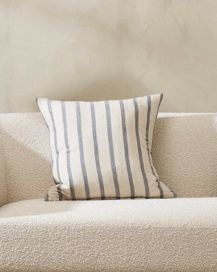 Hampton Cushion Conjure feelings of a simpler lifestyle with the understated, timeless aesthetic of our Hampton cushion. Handwoven from a blend of natural fibres, the casual stripe design is perfect for styling a pared-back, thoughtfully crafted space. Au