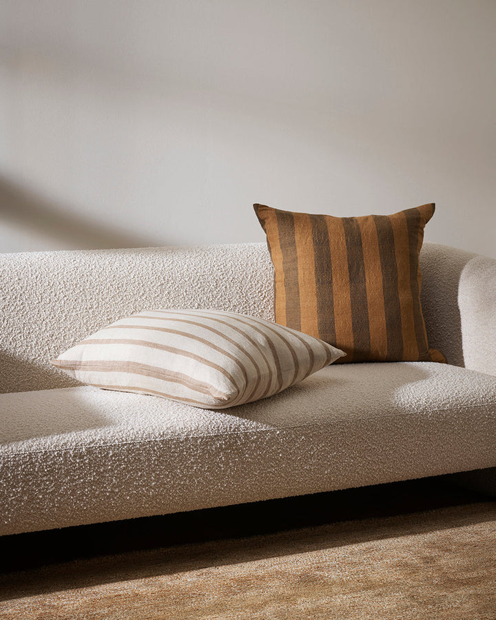 Hampton Cushion Conjure feelings of a simpler lifestyle with the understated, timeless aesthetic of our Hampton cushion. Handwoven from a blend of natural fibres, the casual stripe design is perfect for styling a pared-back, thoughtfully crafted space. Au