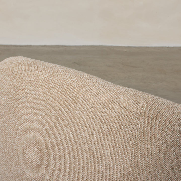 Aslan Occasional Chair Beige Immerse yourself in the plush embrace of our Aslan Occasional Chair and its soft, textured fabric and sink into a world of unmatched relaxation. The neutral tones and gracefully curved design contribute to a timeless yet uniqu