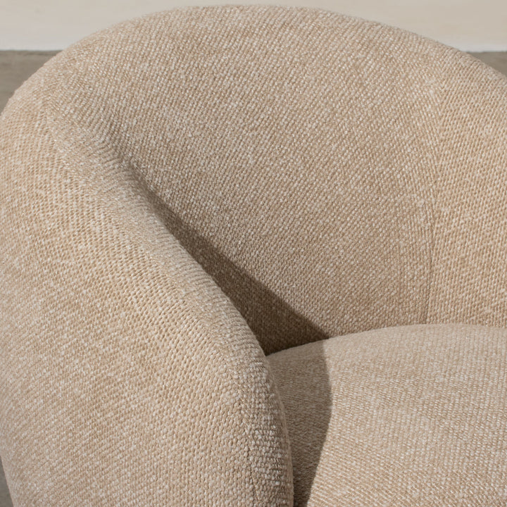 Aslan Occasional Chair Beige Immerse yourself in the plush embrace of our Aslan Occasional Chair and its soft, textured fabric and sink into a world of unmatched relaxation. The neutral tones and gracefully curved design contribute to a timeless yet uniqu