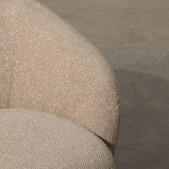 Aslan Occasional Chair Beige Immerse yourself in the plush embrace of our Aslan Occasional Chair and its soft, textured fabric and sink into a world of unmatched relaxation. The neutral tones and gracefully curved design contribute to a timeless yet uniqu