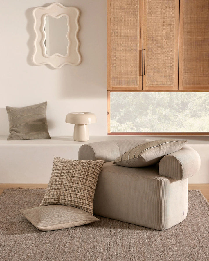 Dania Oyster A contemporary, plain with a woven texture that is both soft to touch and durable. A timeless design with visual interest. Dania has an earthen, naturalistic palette, making it versatile for any space. Trending in colour, Oyster is a warm two