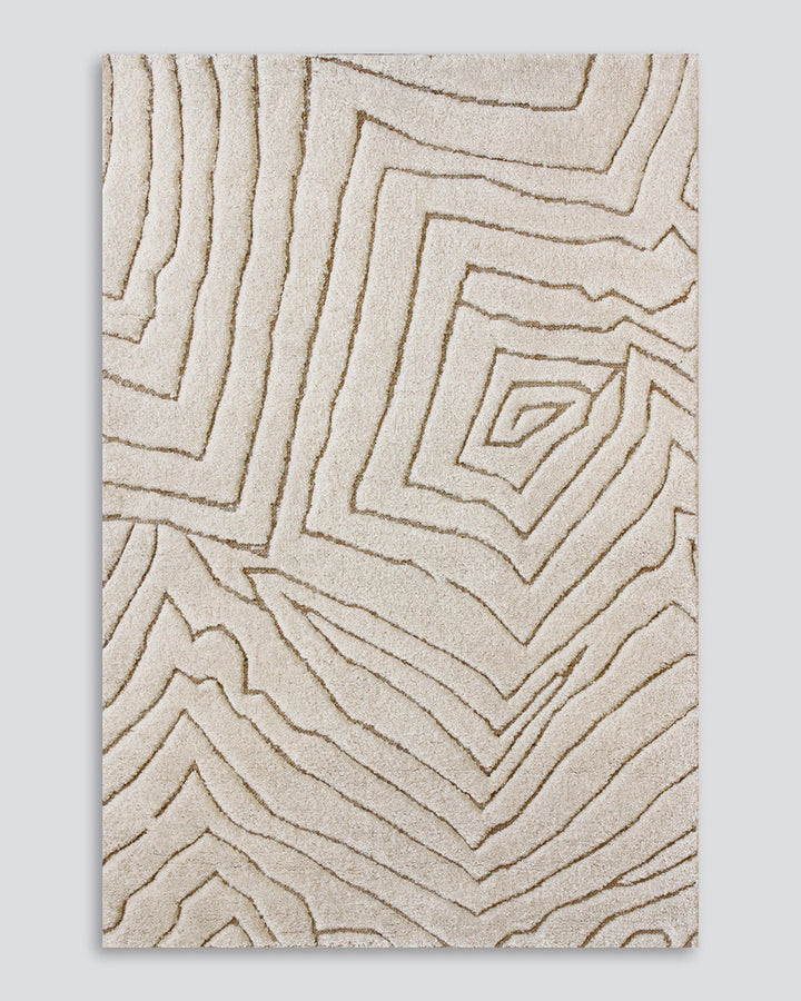 Leland Floor Rug Handwoven from a combination of natural fibres, the Leland features a distinctive abstract design. Wool is worked in a thick 11mm pile, while slivers of flatwoven jute provide contrast and create the bold linear patterning. A versatile pi