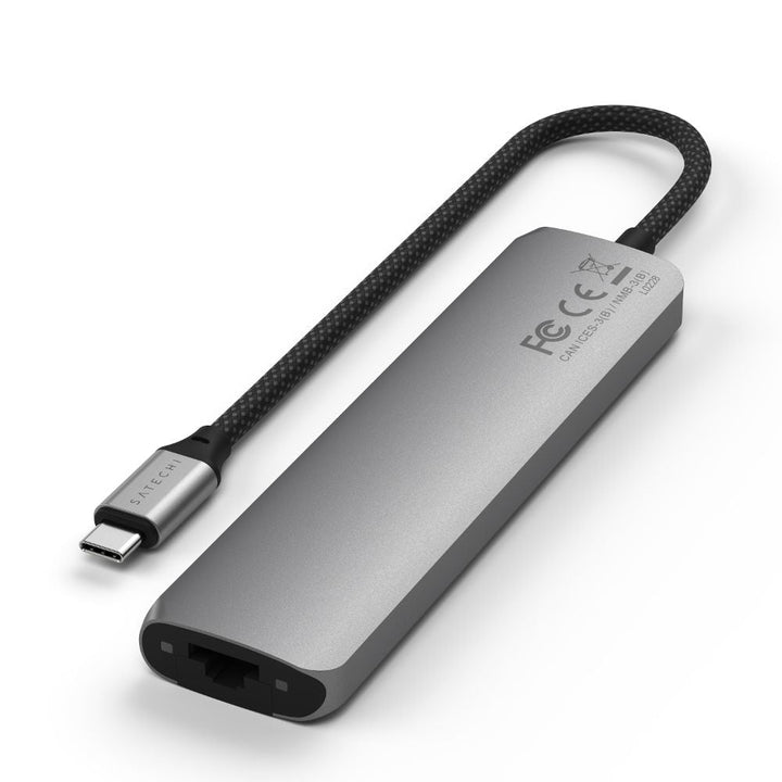 Satechi 7-in-1 USB-C Slim Multi-Port Adapter with Ethernet Space Grey