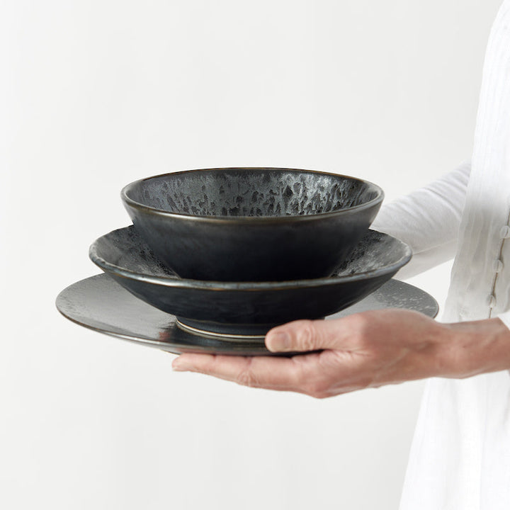Serving Bowl, 28.5 cm, 1200 ml, Black Pearl Design with Inner Pattern