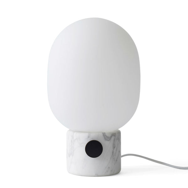 Audo CPH JWDA Table Lamp, Marble by Audo Copenhagen - An instant classic, the JWDA Lamp is the kind of sculptural piece that turns heads and brings new life to a room. The contrast of the delicate, rounded glass with the sturdy metal base makes for a bala