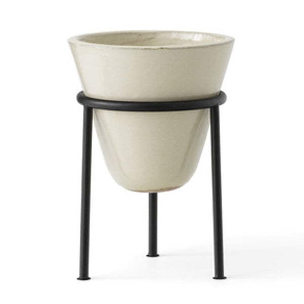 Audo CPH Daiza Planter (Height 35 cm / Diam. 25 cm), Ivory by Audo Copenhagen - Product Information: Taking its cues from ancient amphoras, the Daiza Planter is shaped from stoneware and finished with a glossy, reactive glaze that lends the design a beaut