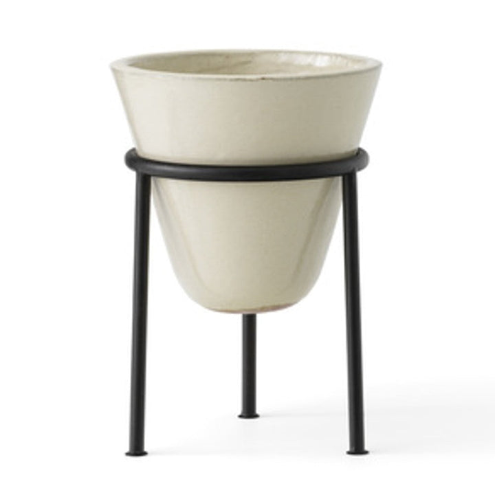 Audo CPH Daiza Planter (Height 35 cm / Diam. 25 cm), Ivory by Audo Copenhagen - Product Information: Taking its cues from ancient amphoras, the Daiza Planter is shaped from stoneware and finished with a glossy, reactive glaze that lends the design a beaut