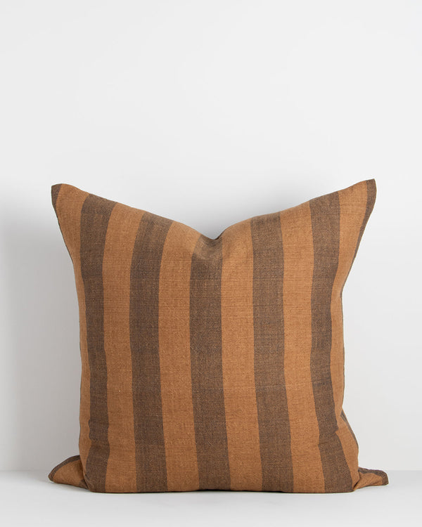 Noosa Cushion Invite rich earthen colour into your space with the two-tone stripe design of our Noosa cushion. Handwoven from a blend of natural fibres, the warm palette pairs effortlessly with tones in our core linen ranges. A restful piece that invites