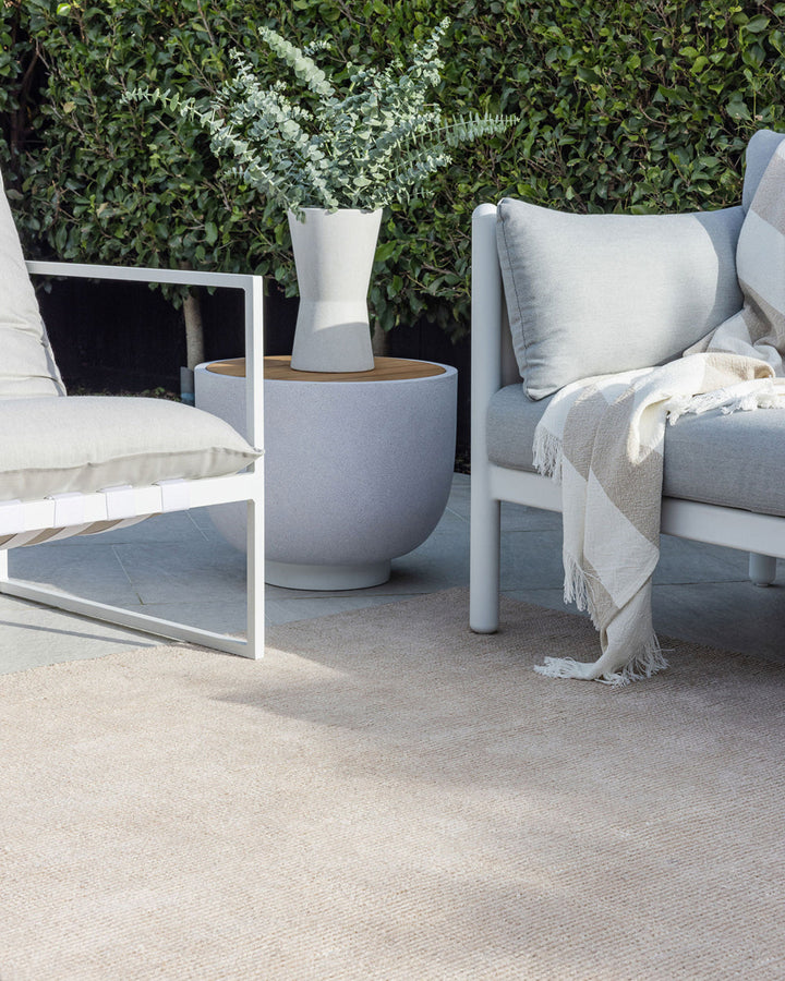 Orakei Floor Rug The Orakei outdoor rug is incredibly versatile, being suitable for both indoor and outdoor spaces. Handwoven from 100% PET fibres (derived from recycled plastic bottles). The hard-wearing nature of the Orakei makes it perfect for busy hou