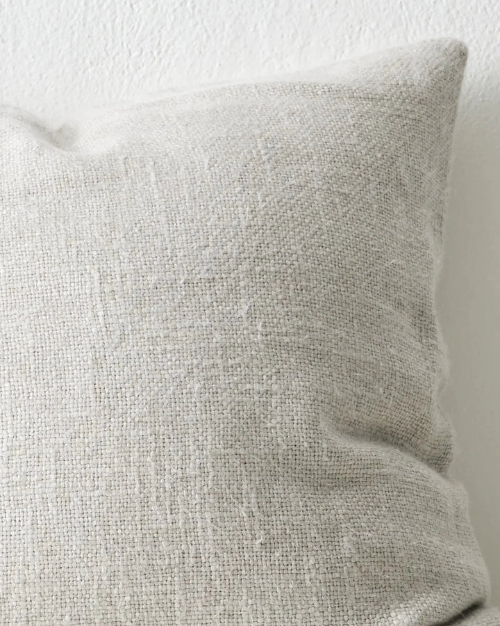 Domenica Glacier With a soft, vintage feel, Domenica is a plain linen blend cushion with a chunky texture featured on one side.In seven on-trend colours, the Domenica cushion in Glacier is a light, pale grey that will suit cool-toned settings, bringing a