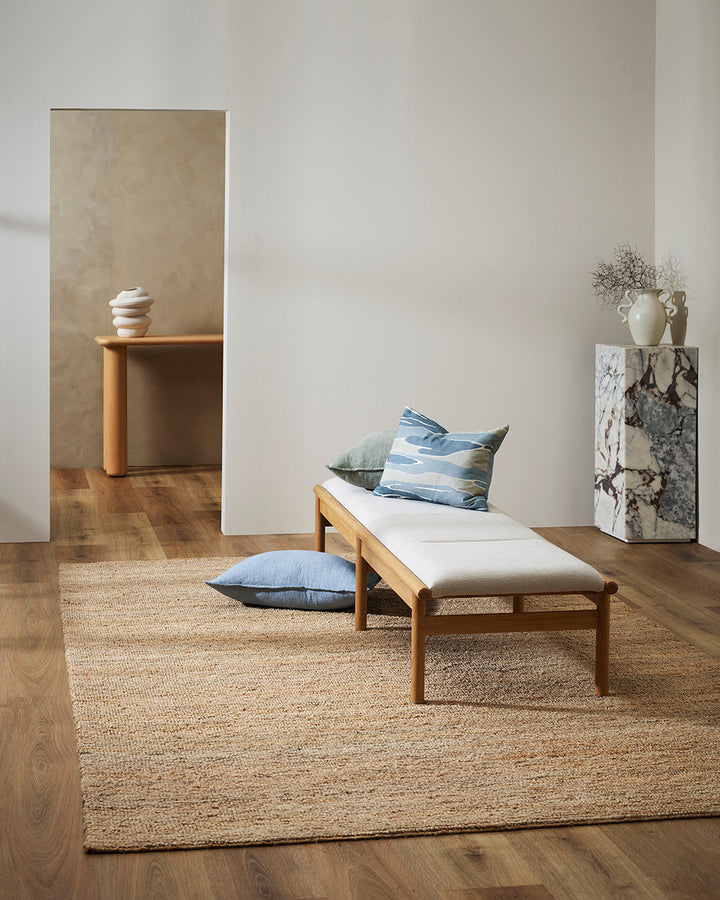 Papeete Floor Rug Handcrafted in a tight knot weave, the Papeete creates interest through raw texture and the golden lustre of natural jute. Beautifully rich and textural, this floor rug is an ideal choice for those wanting to achieve a pared-back and rel