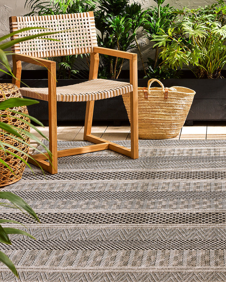 Peru Floor Rug The intricate pattern of the Peru is balanced by its soft stone colourway, making for a visually textural base that is easy to style around. Suitable for use in both indoor and outdoor spaces, the Peru is durable and wonderfully easy to cle