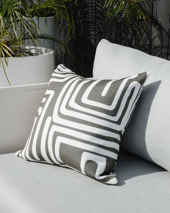 Pico Cushion Evoke a vibrant, global vibe with the hand-drawn design of our Pico cushion. Primal and abstract, this striking cushion makes a statement with a thyme toned design captured on a fresh white base. Created from 100% polyester, the durable natur