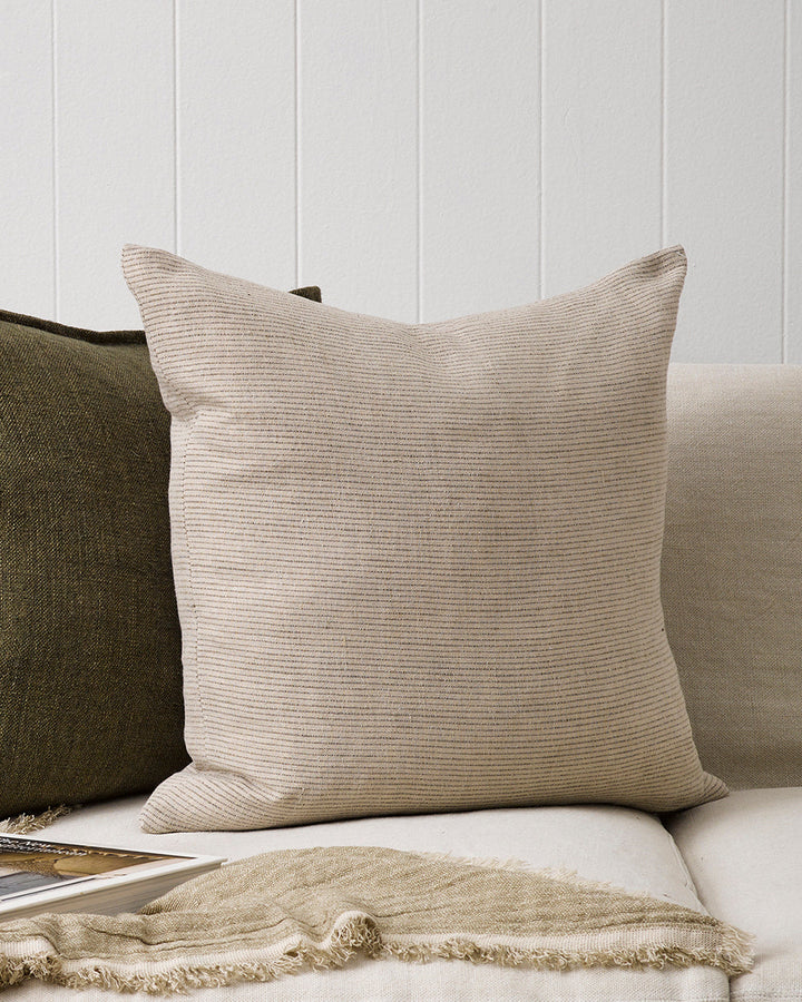 Sandridge Cushion Simplicity reigns supreme in the beautifully pared-back design of our Sandridge cushion. Handwoven in 100% linen, the classic pinstripe design is both timeless and modern. Pair this lead colourway with complementary tones in other linen