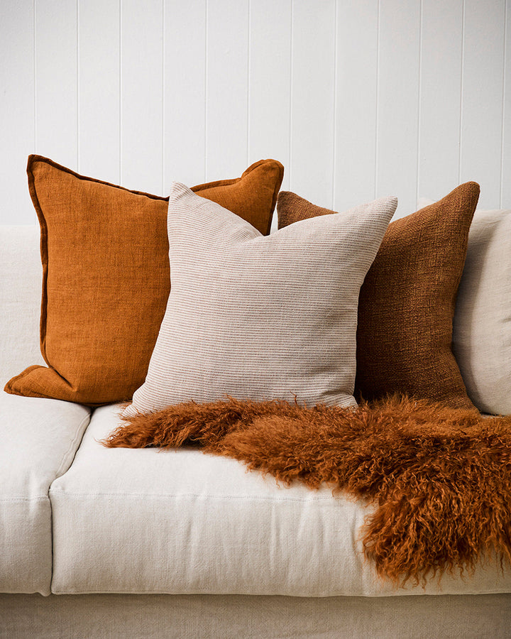 Sandridge Cushion Simplicity reigns supreme in the beautifully pared-back design of our Sandridge cushion. Handwoven in 100% linen, the classic pinstripe design is both timeless and modern. Pair this lead colourway with complementary tones in other linen