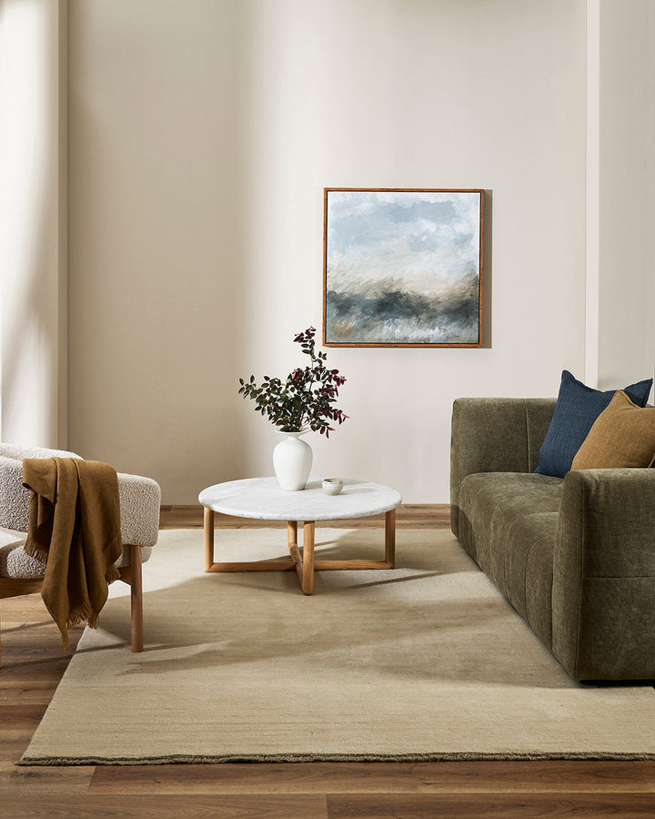 Sandringham Floor Rug Create a sophisticated sanctuary with the dense, sumptuous pile of the Sandringham. Soft and supportive underfoot, this floor rug is handknotted from 100% wool, featuring a cut pile and delicate fringing at both ends. The neutral fog