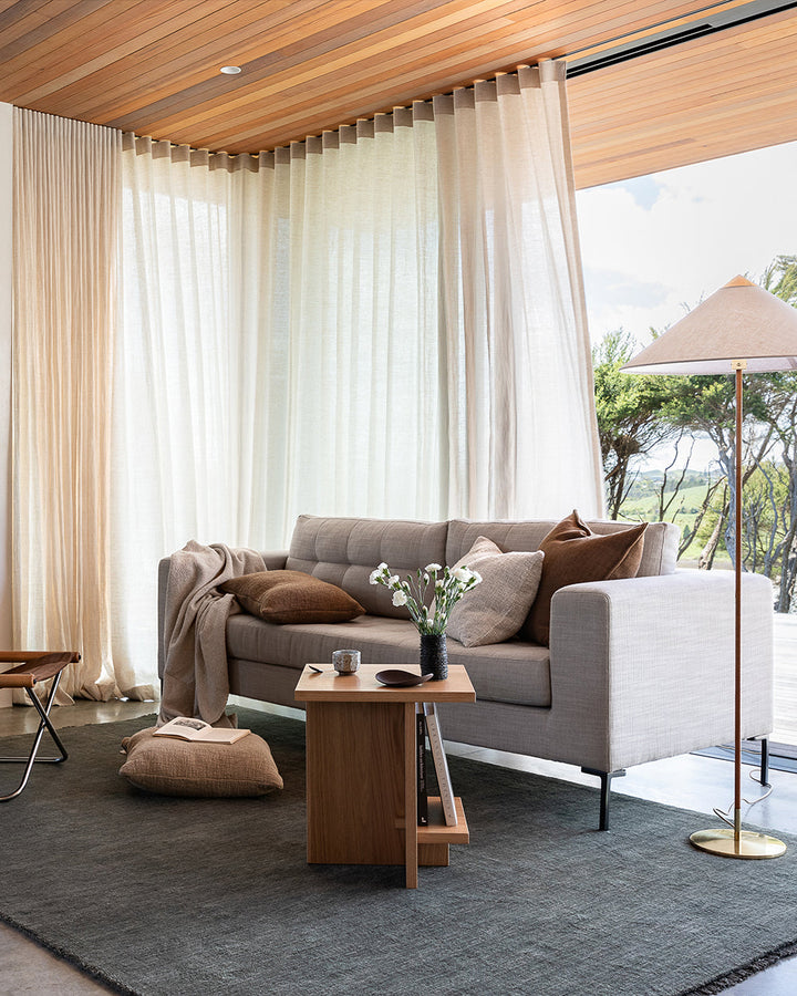 Sandringham Floor Rug Create a sophisticated sanctuary with the dense, sumptuous pile of the Sandringham. Soft and supportive underfoot, this floor rug is handknotted from 100% wool, featuring a cut pile and delicate fringing at both ends. The neutral fog