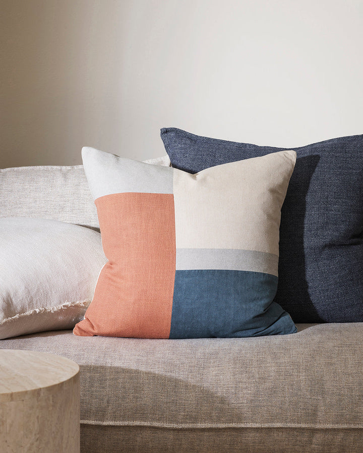 Sherwin Cushion Invite soothing oatmeal and ivory tones into your interior with the understated design of our Sherwin cushion. Crafted from a patchwork of linen and cotton pieces, the subtle differences in weave weights creates gentle visual contrasts wit