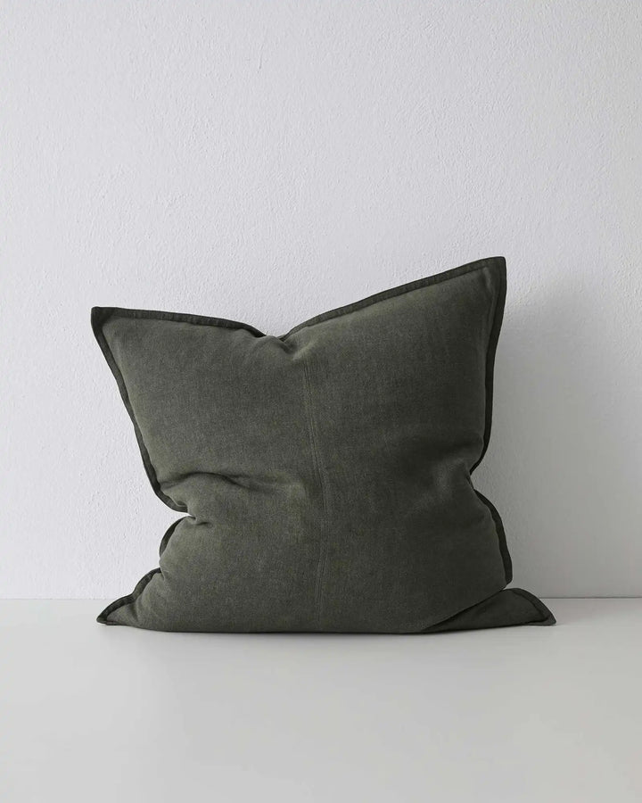 Como Khaki Linen Cushion - Modern & Stylish Discover the Como Khaki cushion, featuring premium stonewashed linen in a trendy muted green. Perfect for modern decor.