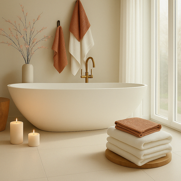 100% Organic Cotton Rustic Waffle Face Cloth - Terracotta