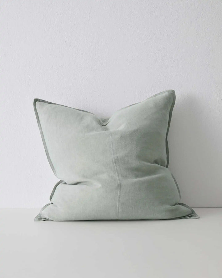 Como Laurel Cushion – Soft Eucalyptus Green-Grey Discover the calming Como Laurel cushion, crafted from premium European linen for a soft and stylish addition to your decor.