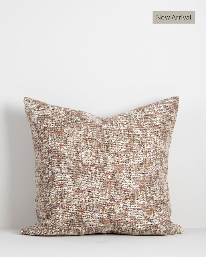 Vincent Cushion Intricately woven, a mottled, textured effect is achieved through the varied use of colour and yarn weights. A subtle viscose lustre conveys an understated, luxury aesthetic. Australian Stock Buy at beon.com.au